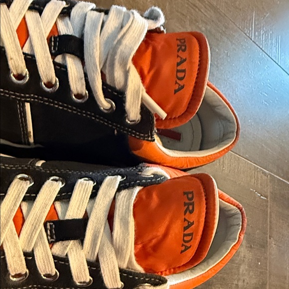 Prada Men's Black and Orange Sneakers - Picture 3 of 7